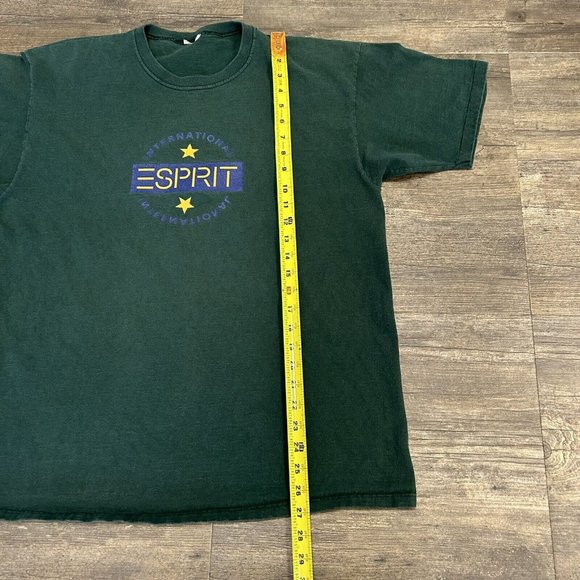 Vintage Esprit Spellout  Tshirt‎ Single Stich NO SIZE TAG Green - Picture 5 of 7
